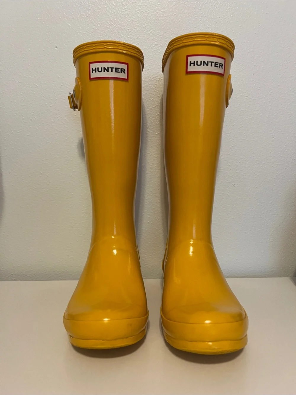 Hunter Girls Glossy Yellow Tall Rain Boots